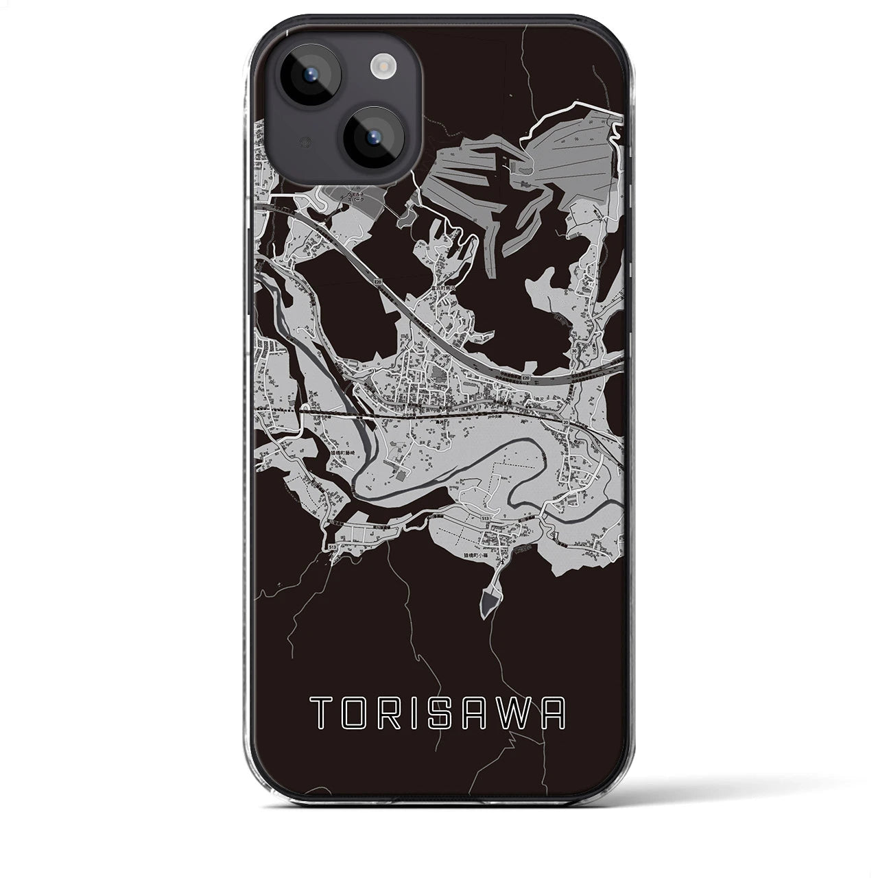 【鳥沢(山梨県)】地図柄iPhoneケース(クリアタイプ)