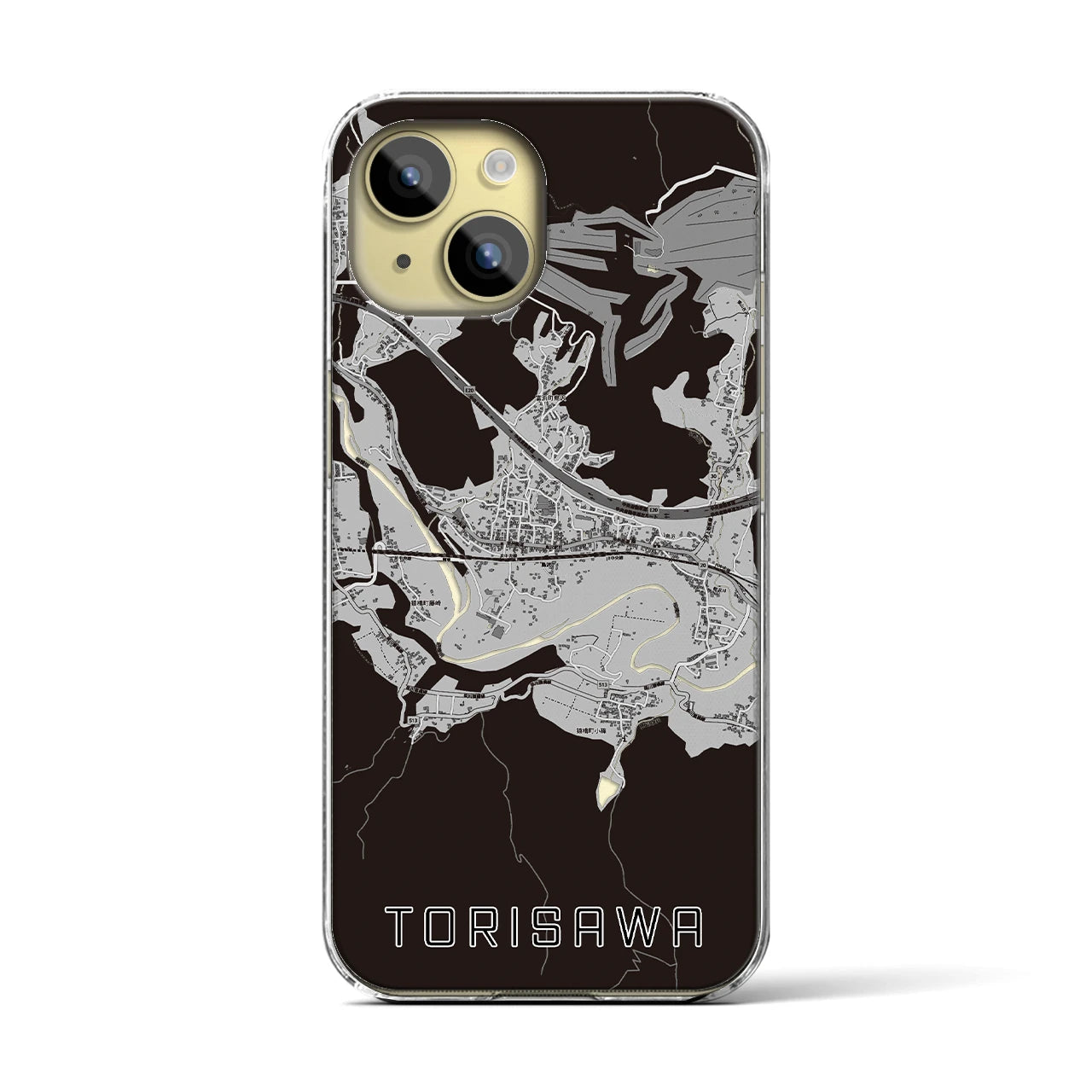 【鳥沢(山梨県)】地図柄iPhoneケース(クリアタイプ)