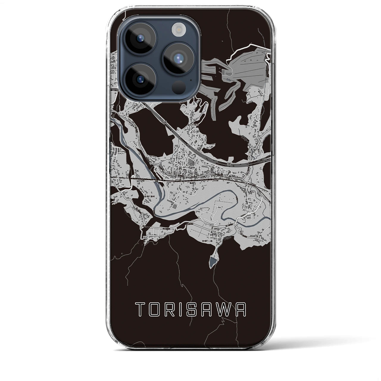 【鳥沢(山梨県)】地図柄iPhoneケース(クリアタイプ)