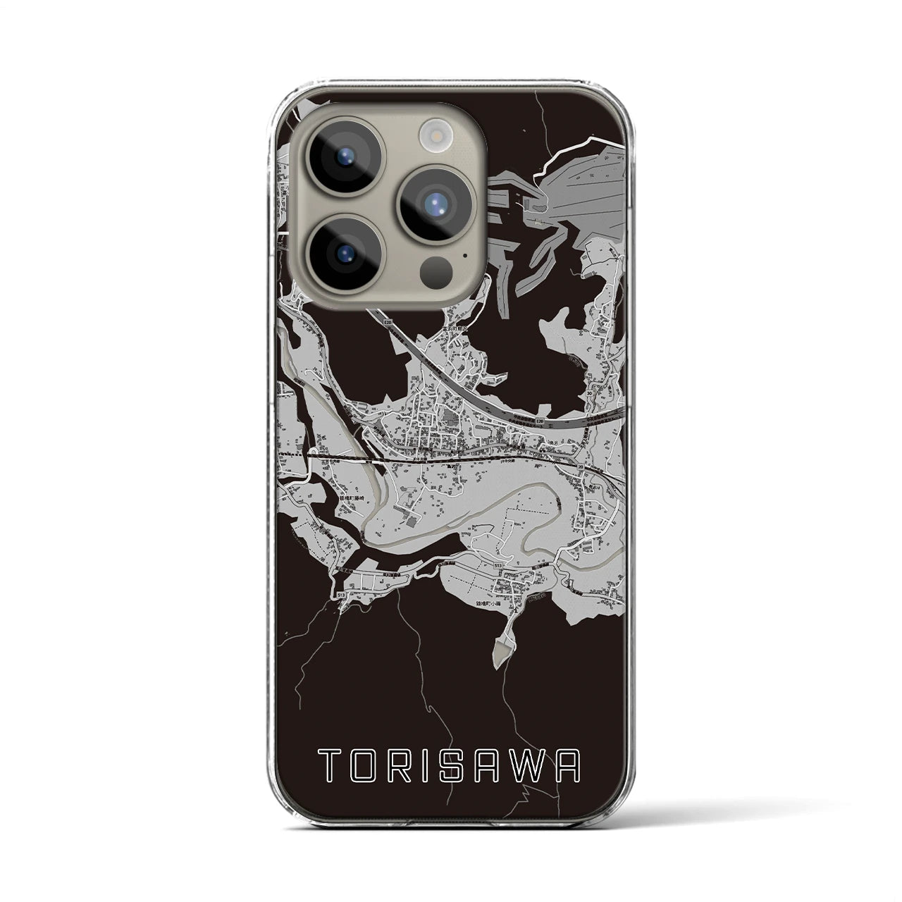 【鳥沢(山梨県)】地図柄iPhoneケース(クリアタイプ)