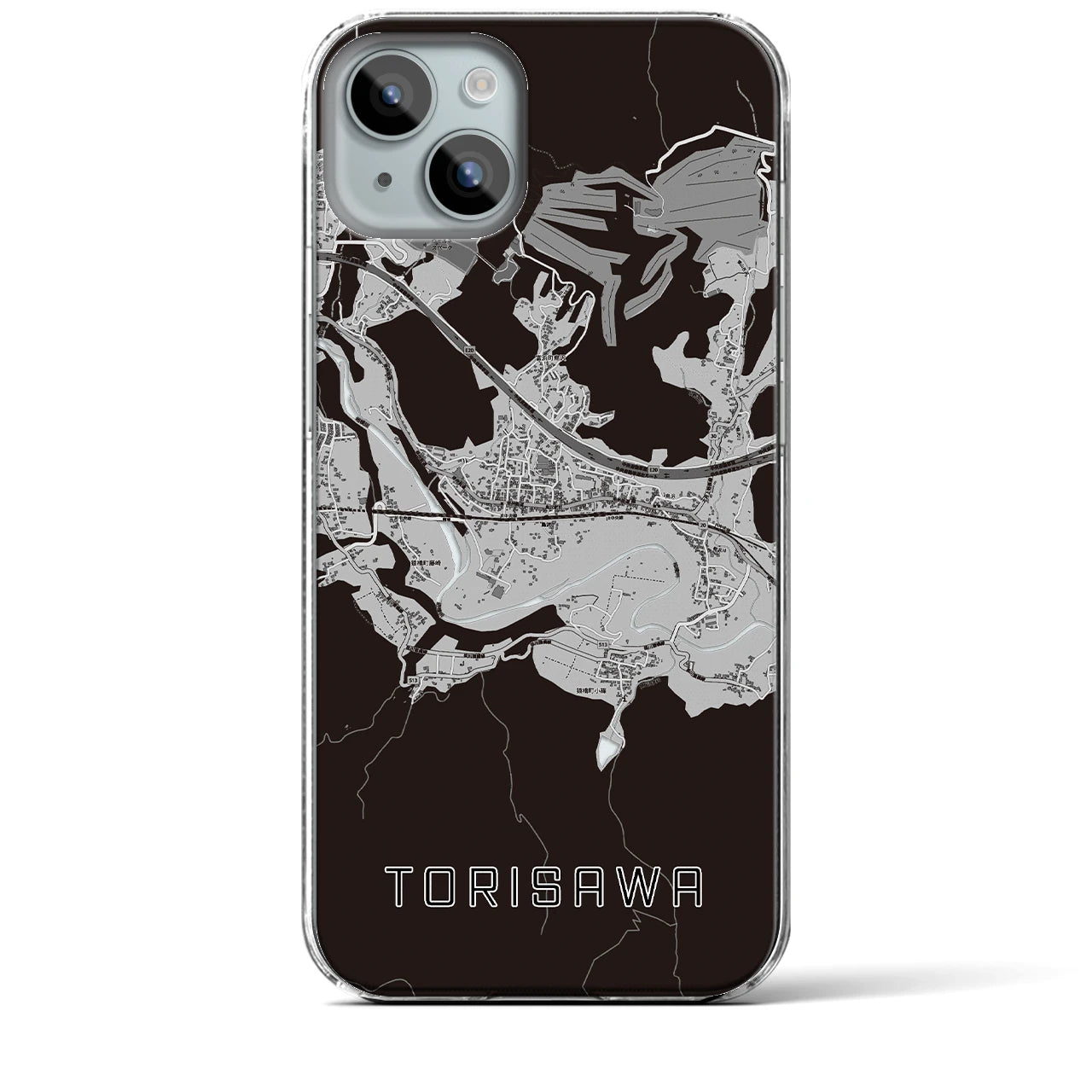 【鳥沢(山梨県)】地図柄iPhoneケース(クリアタイプ)