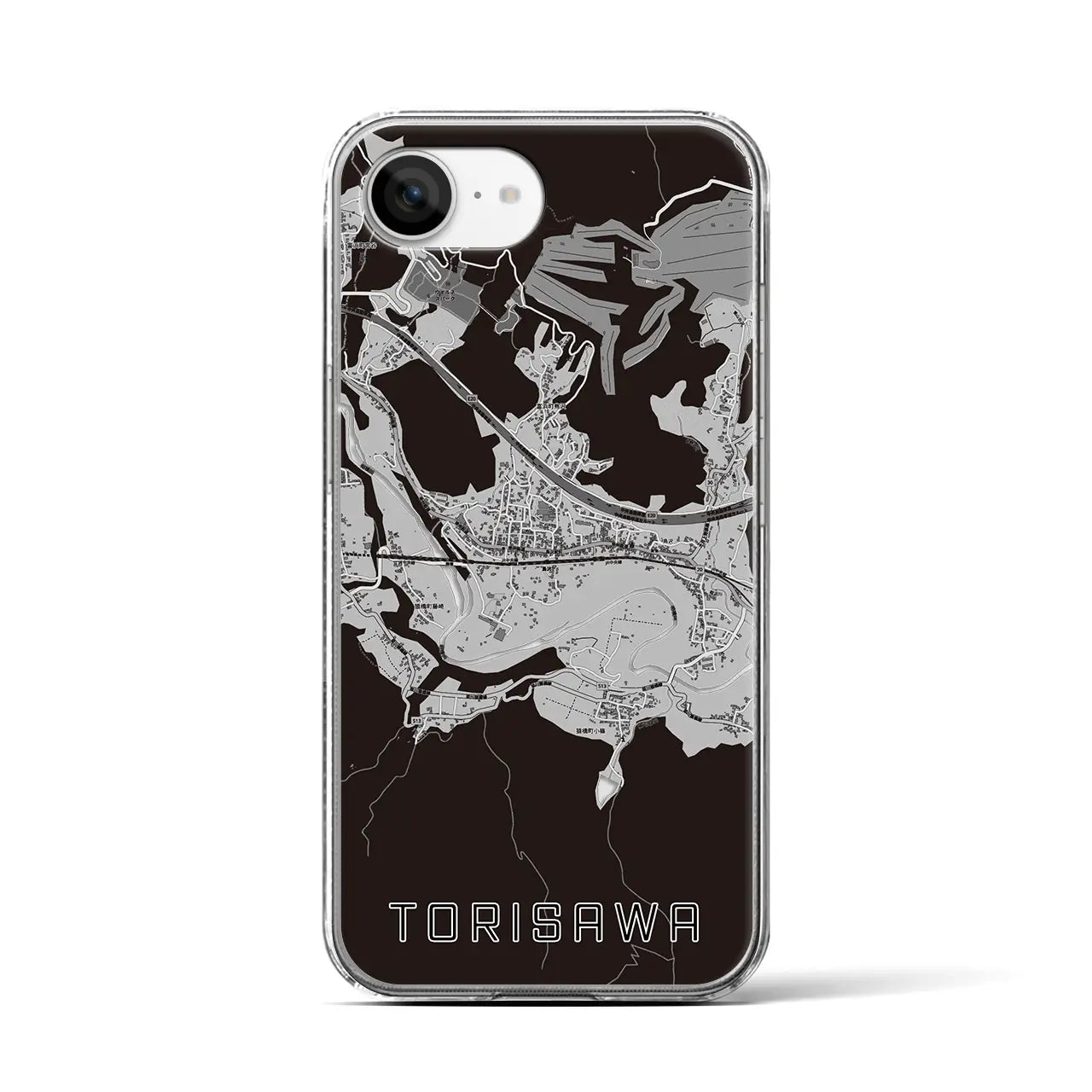 【鳥沢(山梨県)】地図柄iPhoneケース(クリアタイプ)