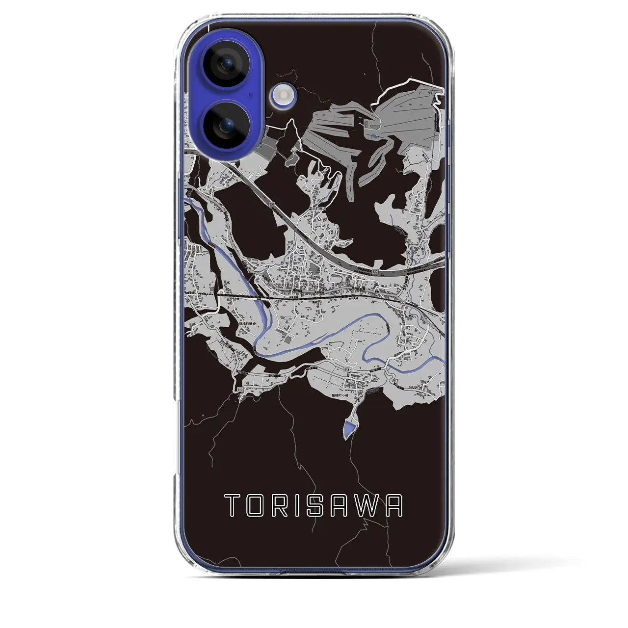 【鳥沢(山梨県)】地図柄iPhoneケース(クリアタイプ)