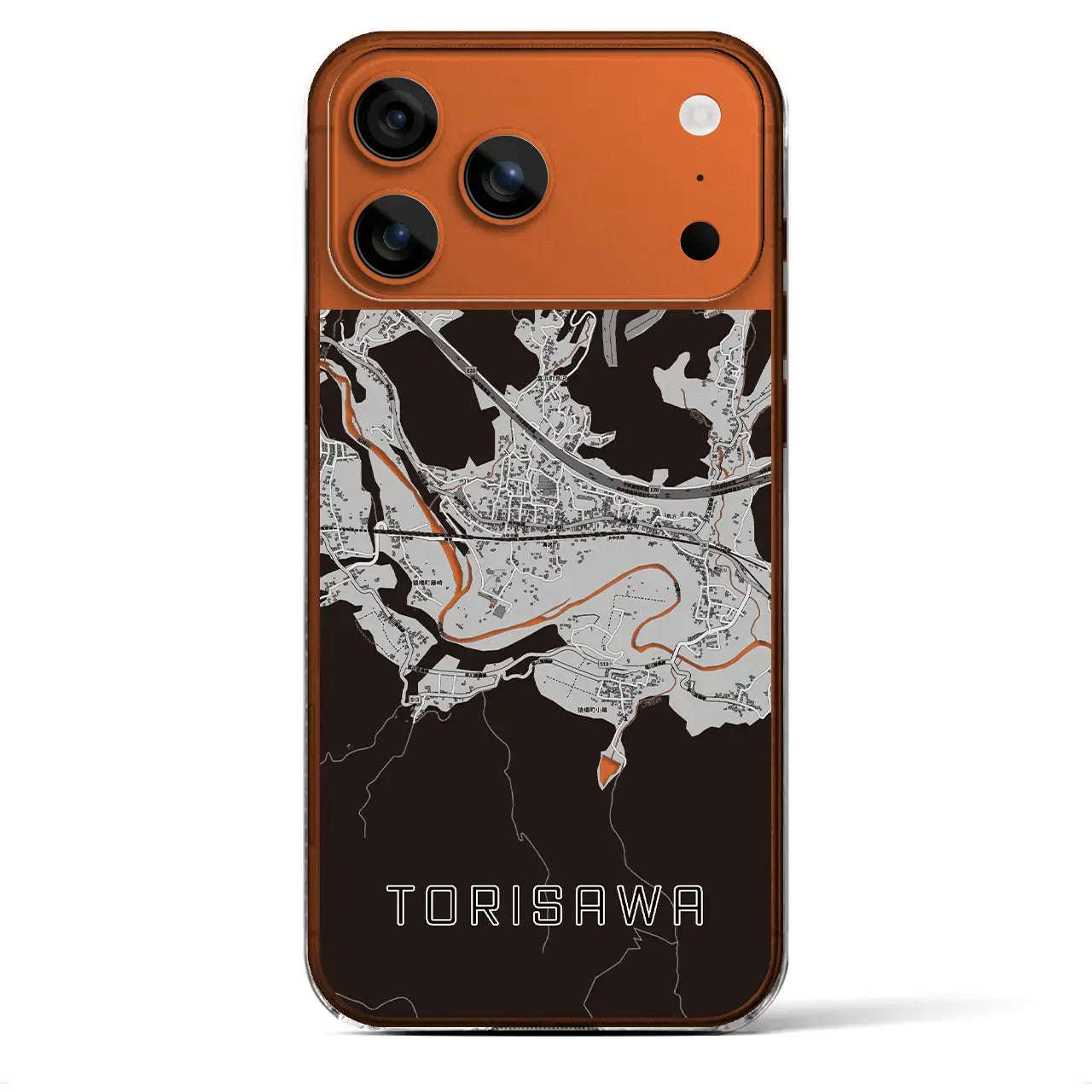 【鳥沢(山梨県)】地図柄iPhoneケース(クリアタイプ)モノトーン・iPhone 17 Pro Max 用