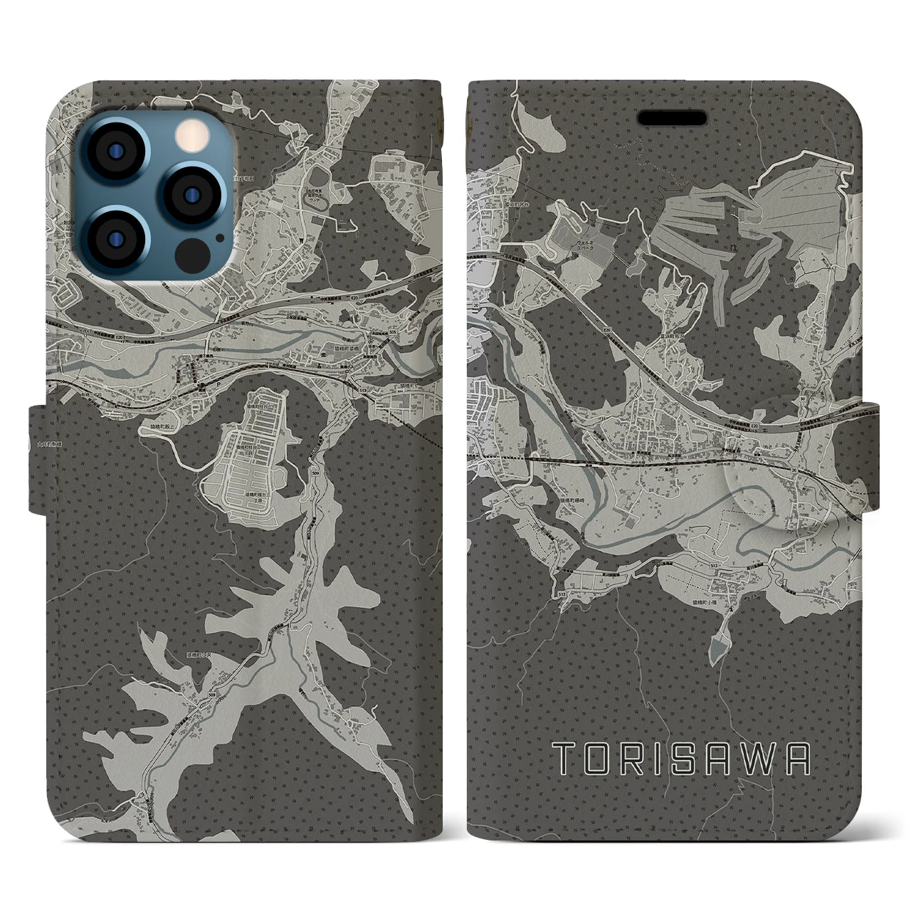 【鳥沢(山梨県)】地図柄iPhoneケース(手帳タイプ)