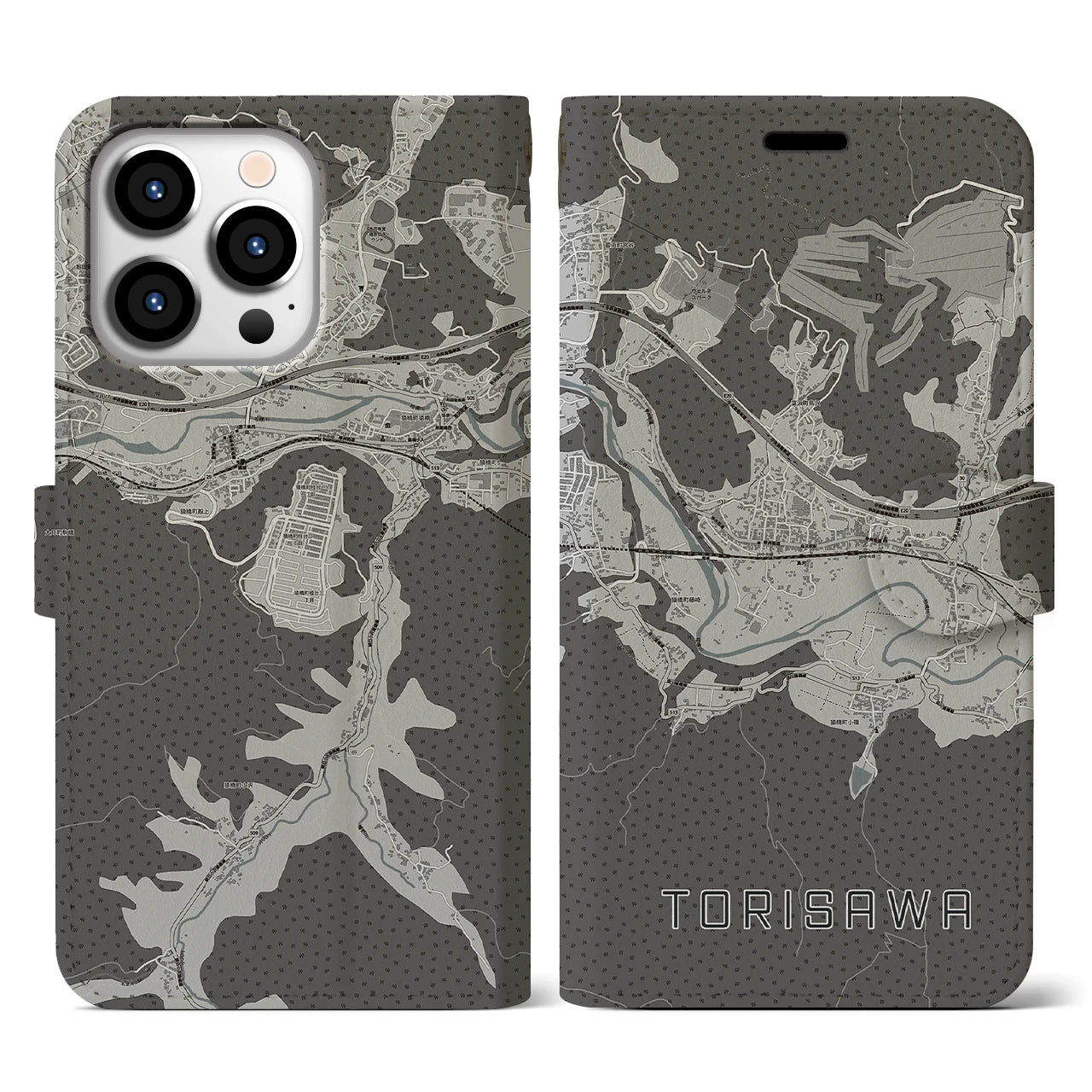 【鳥沢(山梨県)】地図柄iPhoneケース(手帳タイプ)