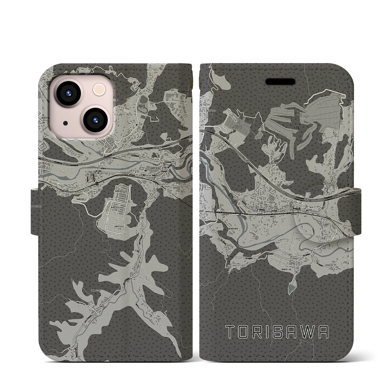 【鳥沢(山梨県)】地図柄iPhoneケース(手帳タイプ)