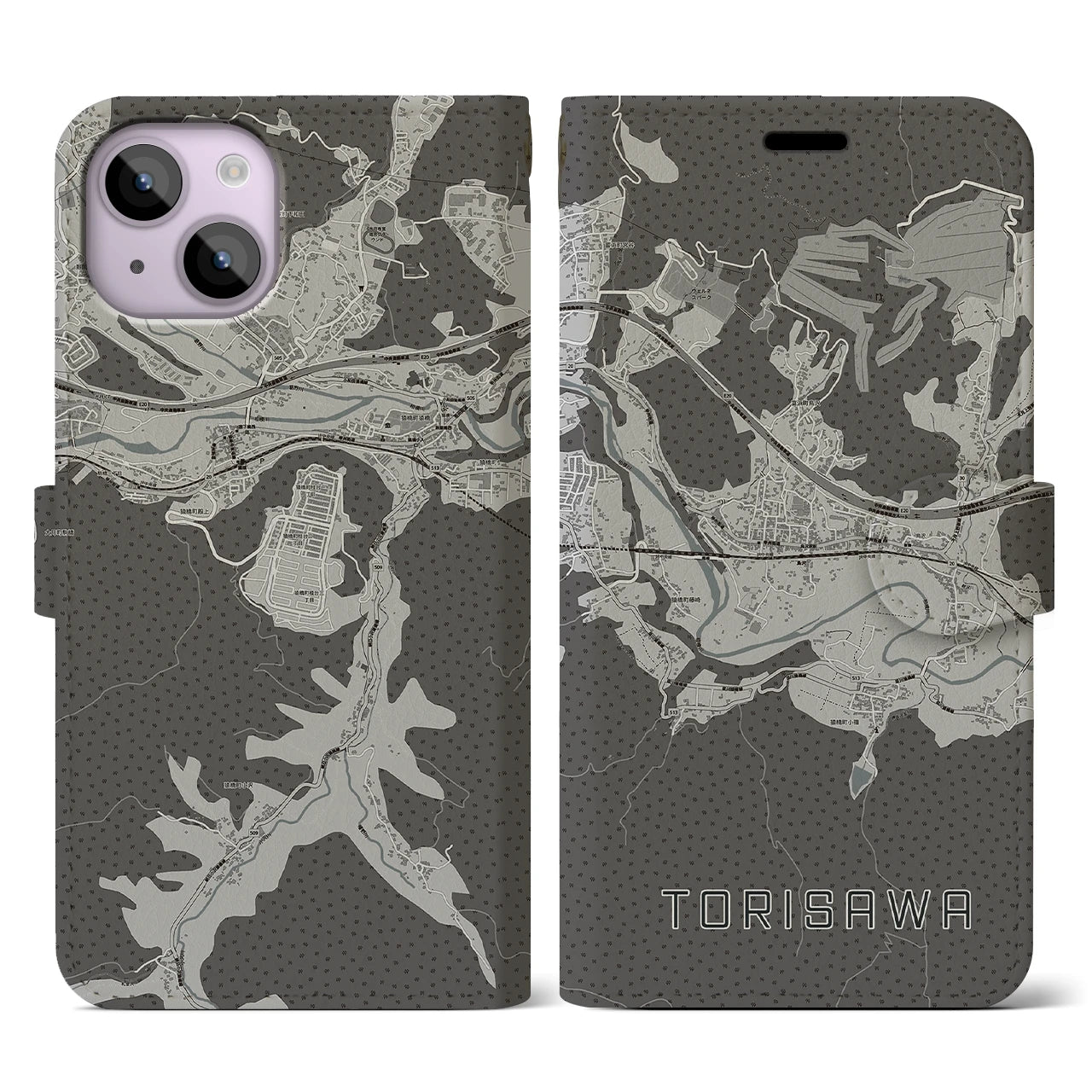 【鳥沢(山梨県)】地図柄iPhoneケース(手帳タイプ)