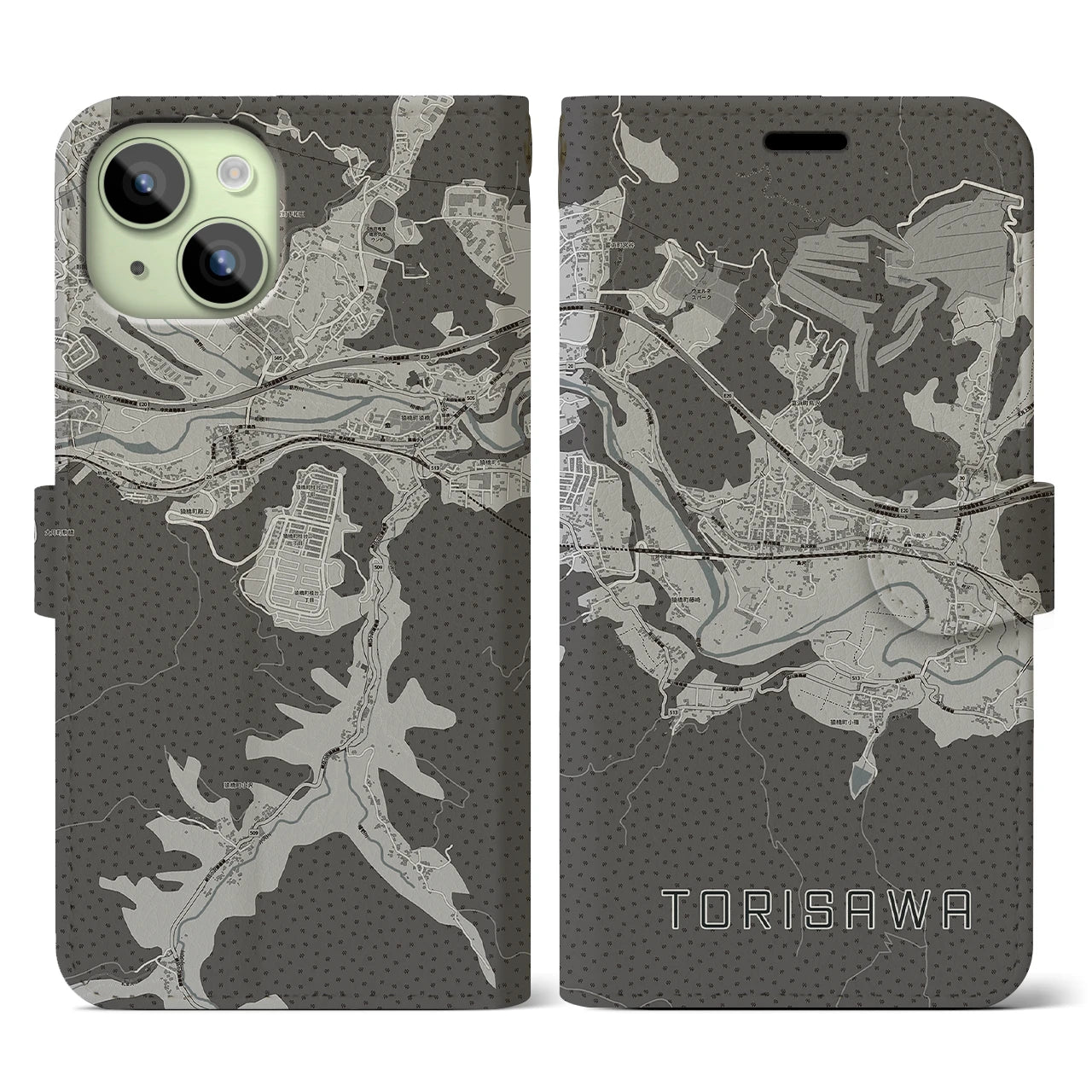 【鳥沢(山梨県)】地図柄iPhoneケース(手帳タイプ)