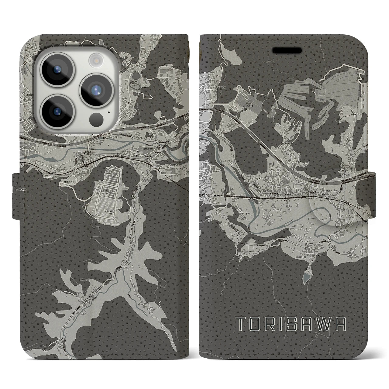 【鳥沢(山梨県)】地図柄iPhoneケース(手帳タイプ)