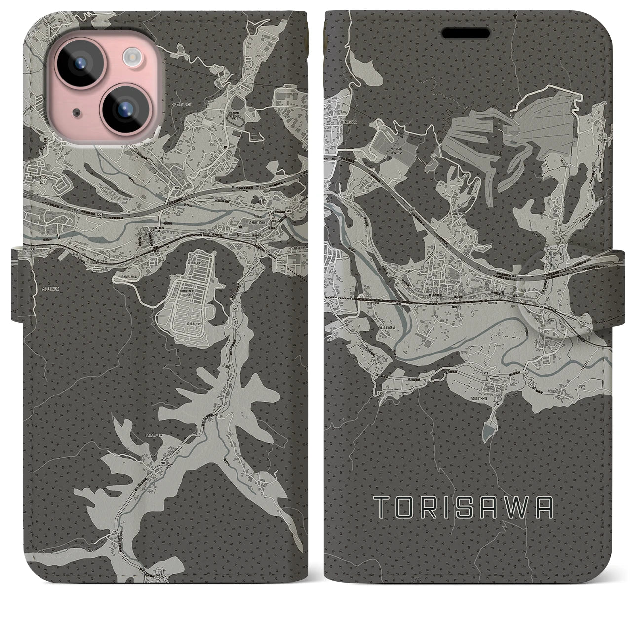 【鳥沢(山梨県)】地図柄iPhoneケース(手帳タイプ)