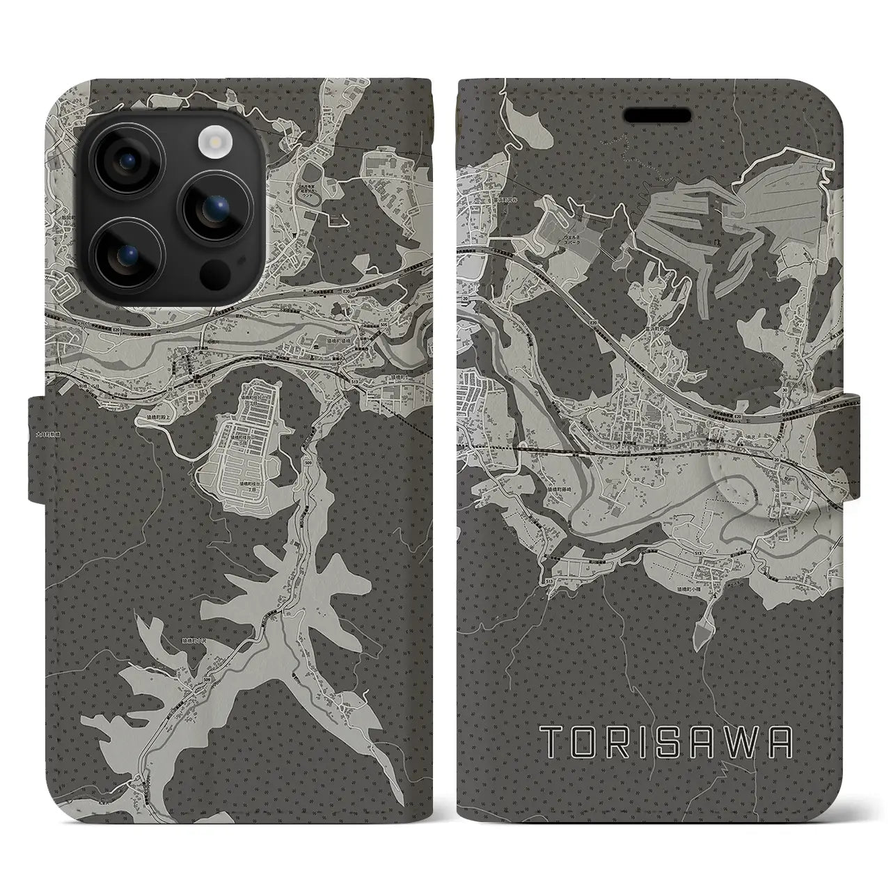 【鳥沢(山梨県)】地図柄iPhoneケース(手帳タイプ)