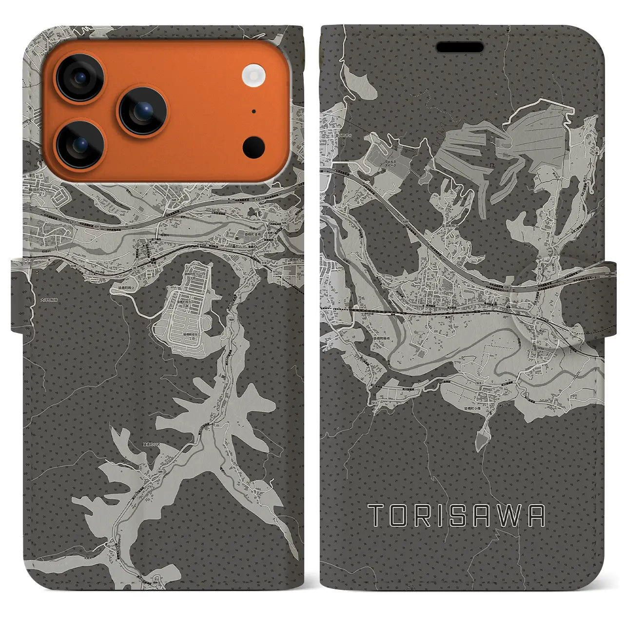 【鳥沢(山梨県)】地図柄iPhoneケース(手帳タイプ)