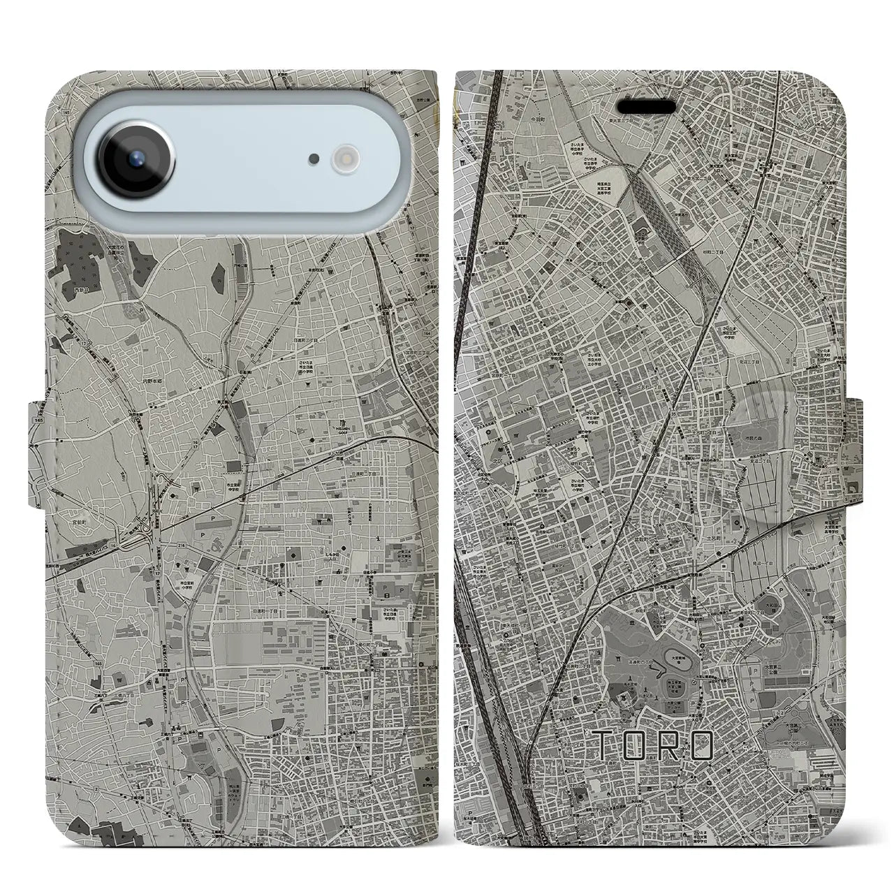 【土呂(埼玉県)】地図柄iPhoneケース(手帳タイプ)