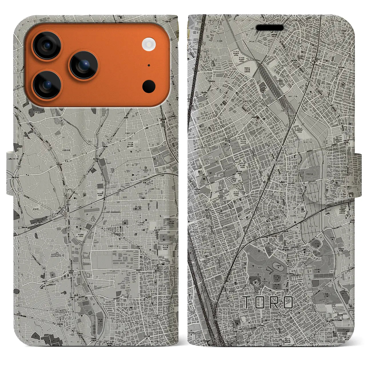 【土呂(埼玉県)】地図柄iPhoneケース(手帳タイプ)