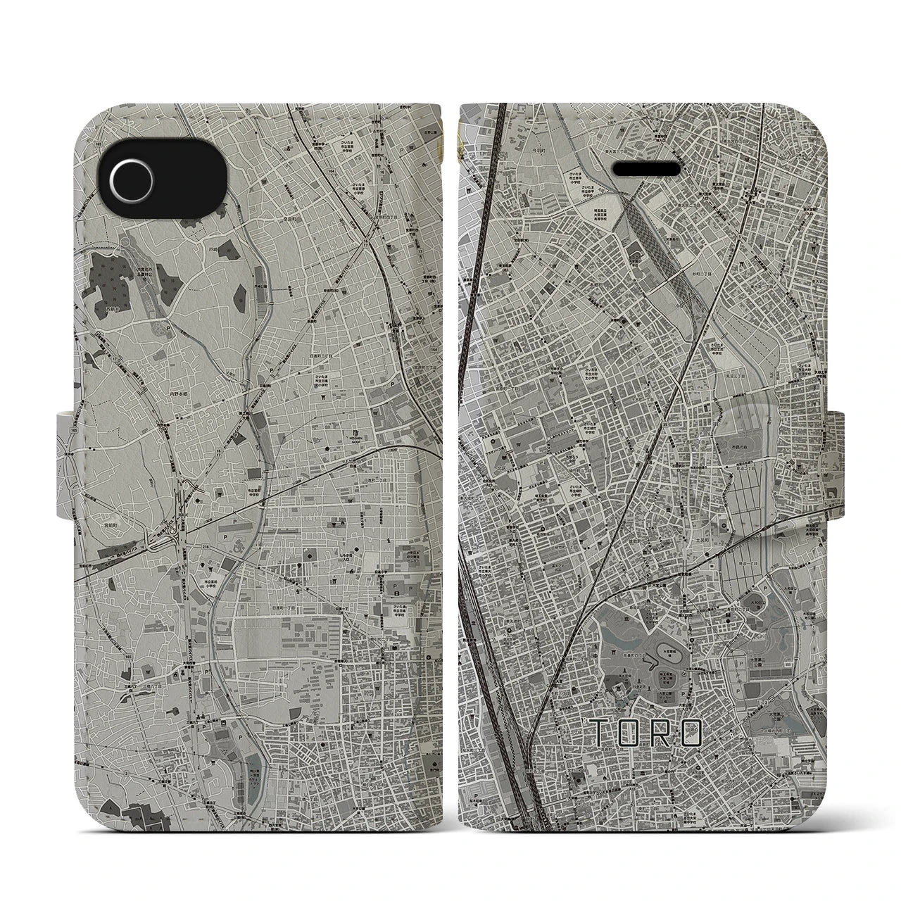 【土呂(埼玉県)】地図柄iPhoneケース(手帳タイプ)