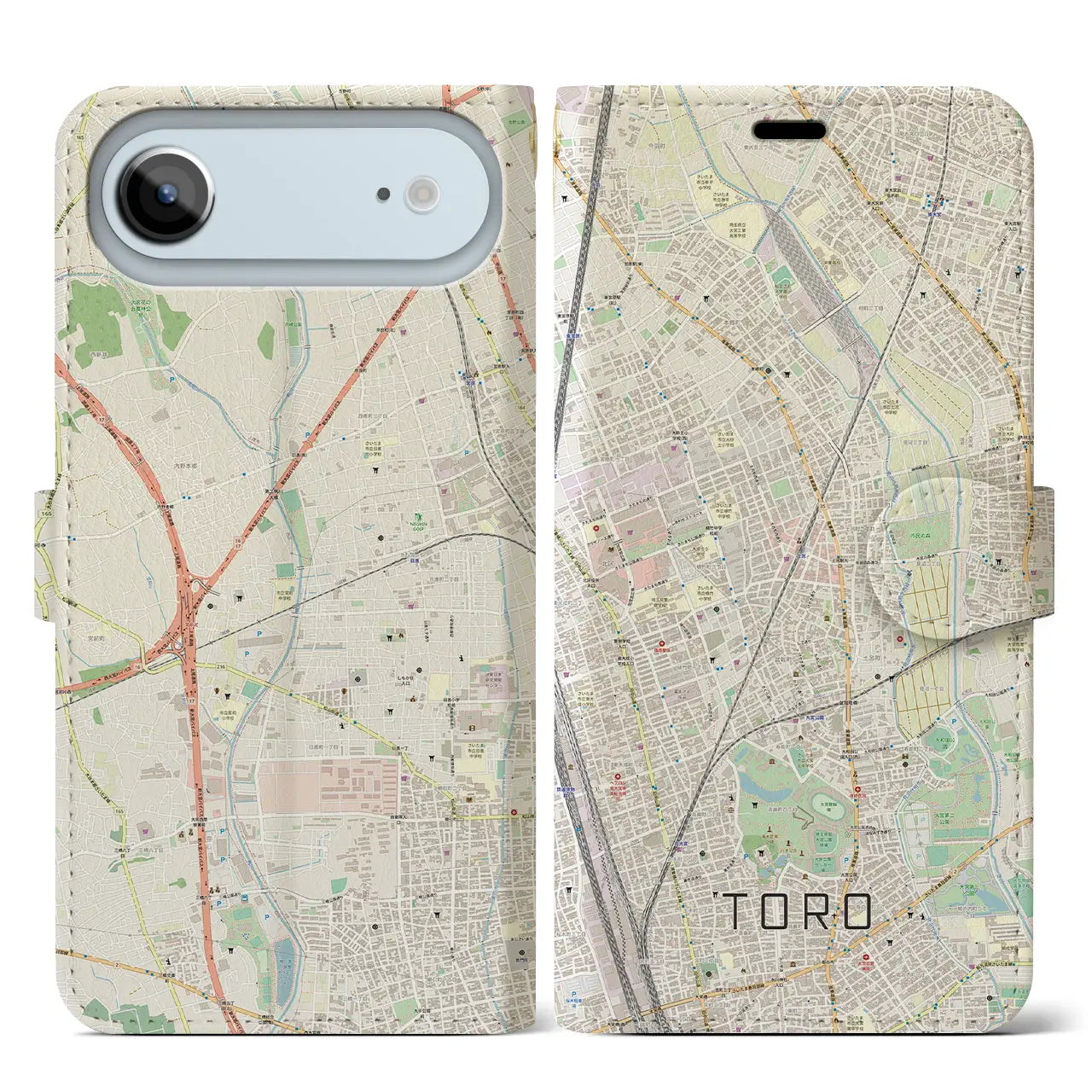 【土呂(埼玉県)】地図柄iPhoneケース(手帳タイプ)