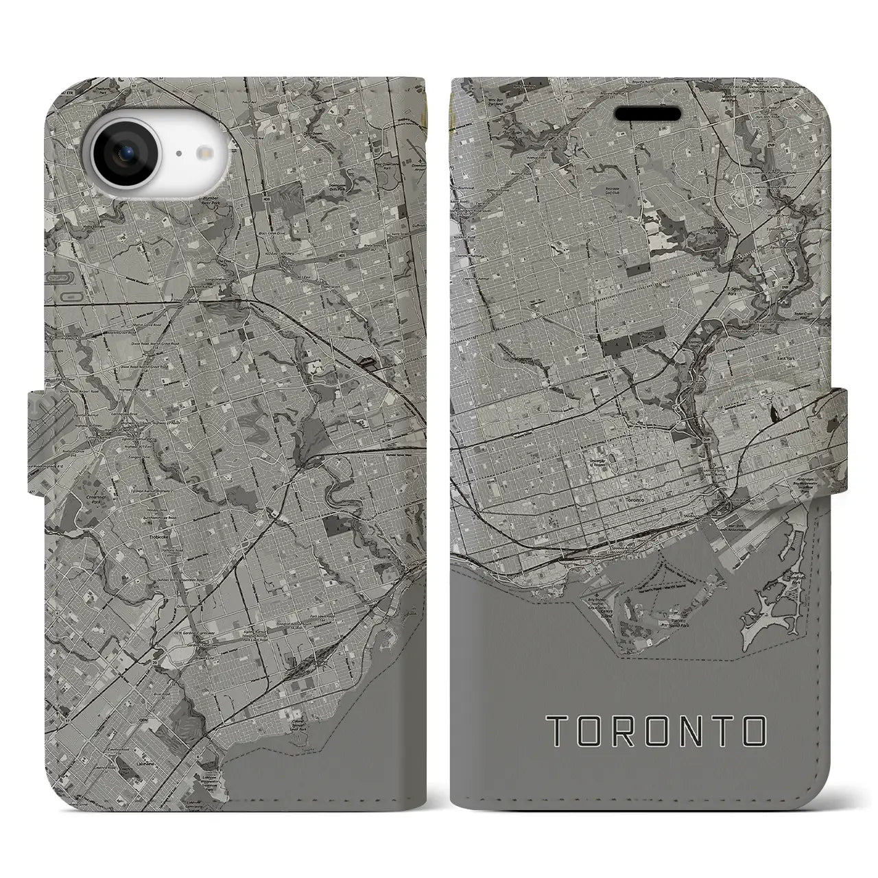 【トロント(カナダ)】地図柄iPhoneケース(手帳タイプ)