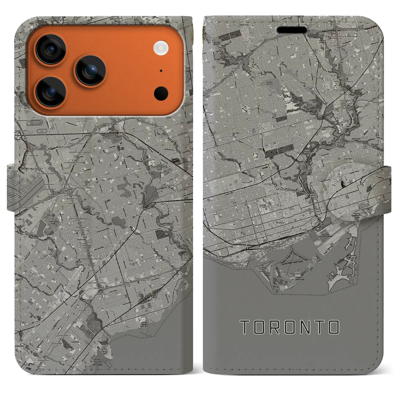 【トロント(カナダ)】地図柄iPhoneケース(手帳タイプ)