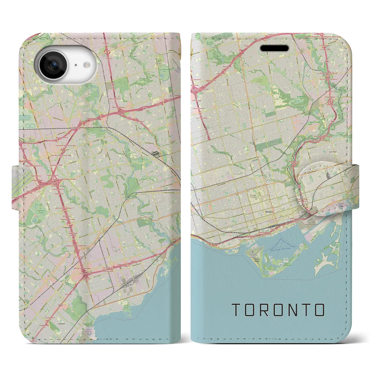 【トロント(カナダ)】地図柄iPhoneケース(手帳タイプ)