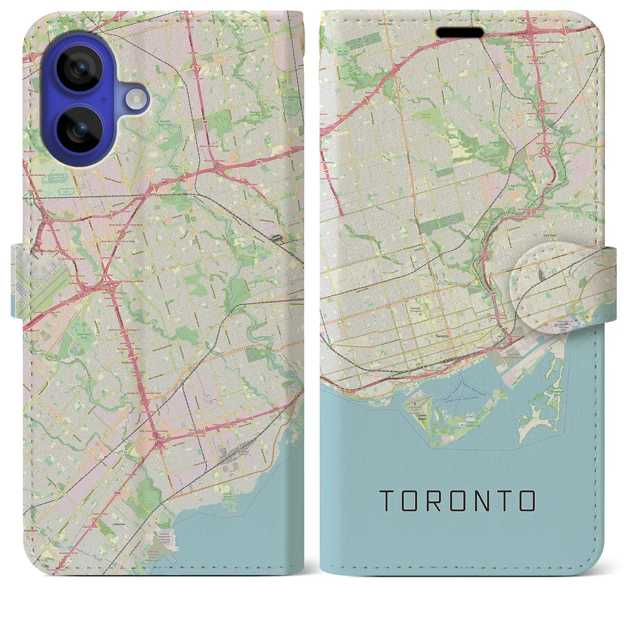 【トロント(カナダ)】地図柄iPhoneケース(手帳タイプ)ナチュラル・iPhone 16 Pro Max 用