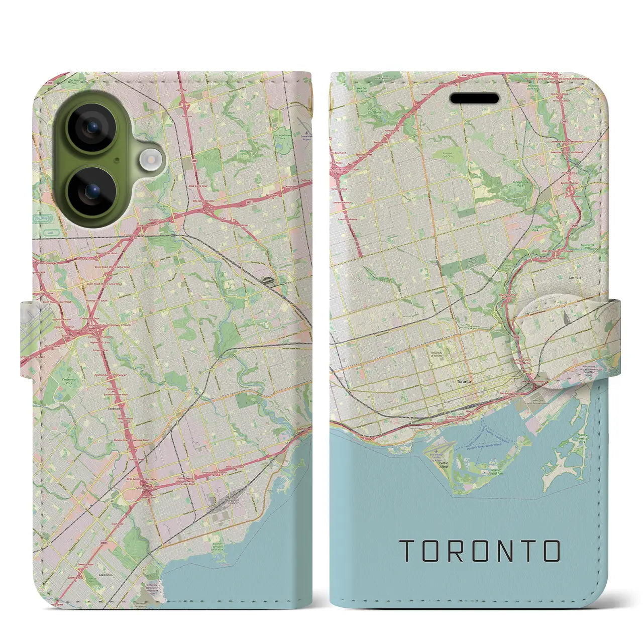 【トロント(カナダ)】地図柄iPhoneケース(手帳タイプ)