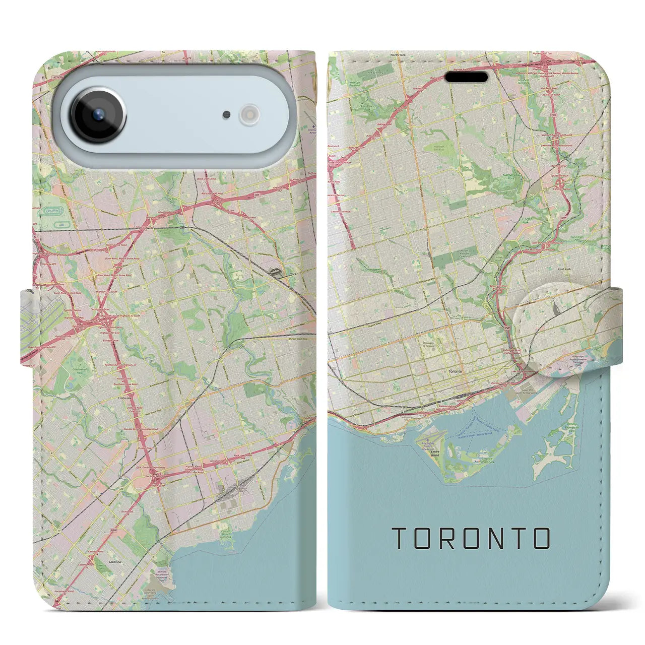 【トロント(カナダ)】地図柄iPhoneケース(手帳タイプ)