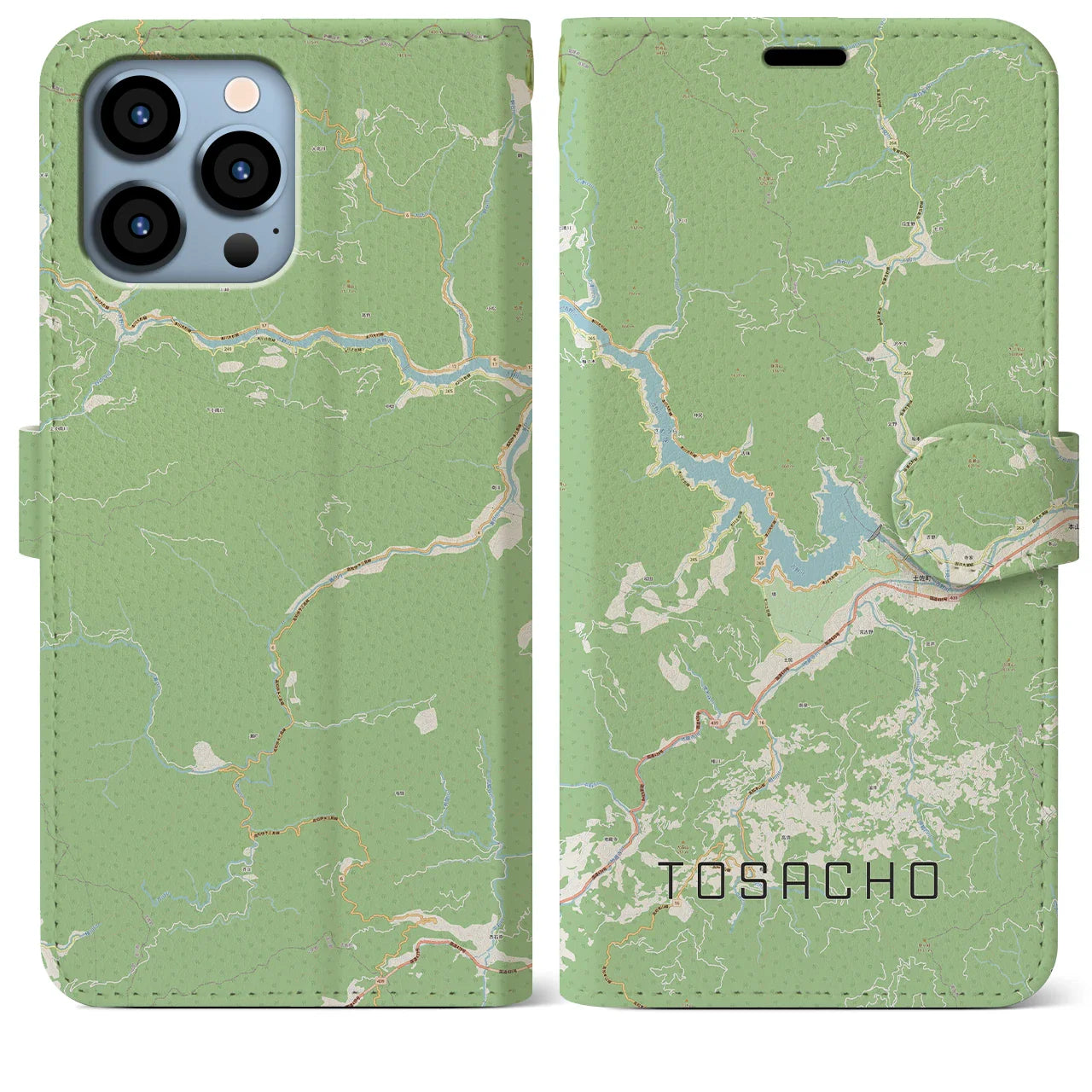 【土佐町(高知県)】地図柄iPhoneケース(手帳タイプ)ナチュラル・iPhone 13 Pro Max 用