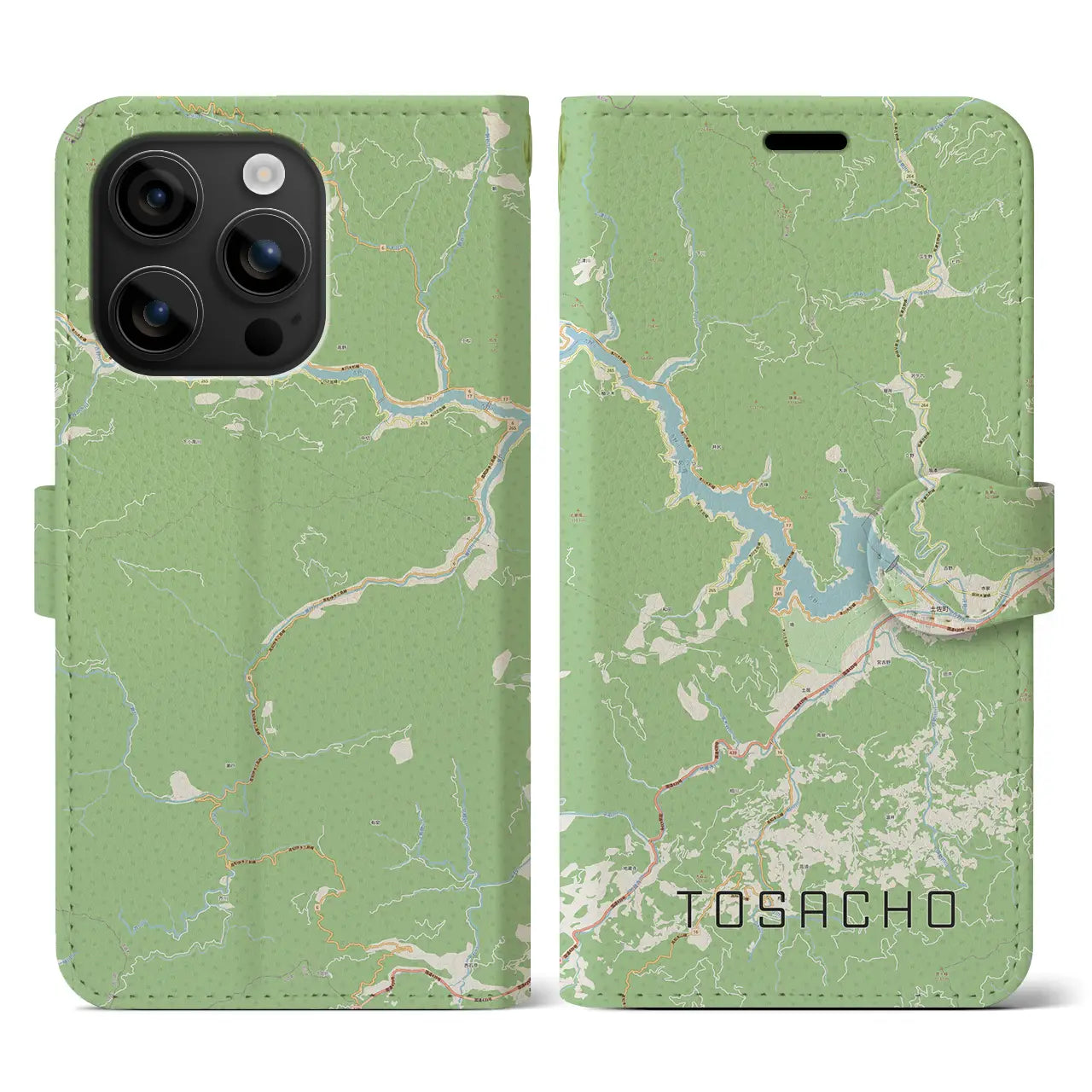 【土佐町(高知県)】地図柄iPhoneケース(手帳タイプ)ナチュラル・iPhone 16 用