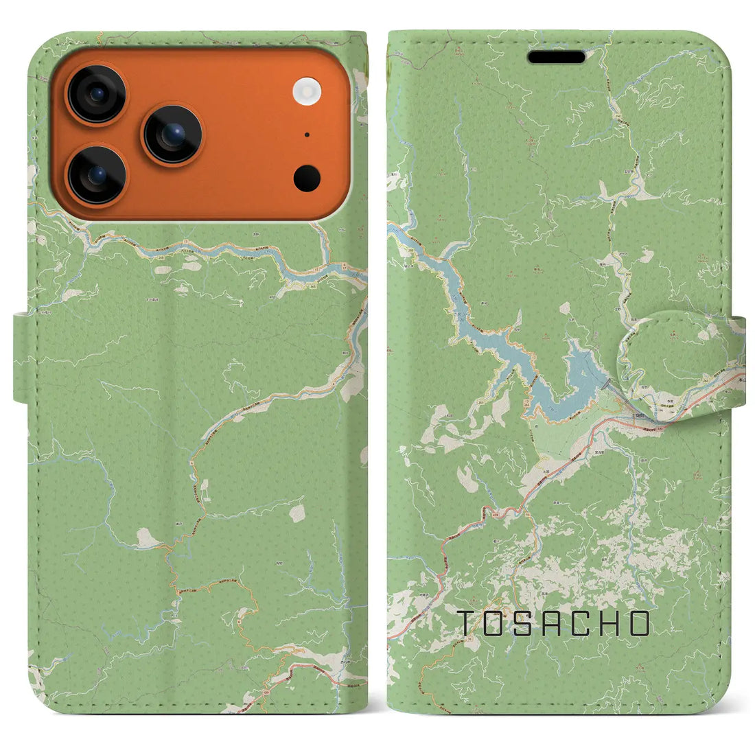 【土佐町(高知県)】地図柄iPhoneケース(手帳タイプ)ナチュラル・iPhone 17 Pro Max 用