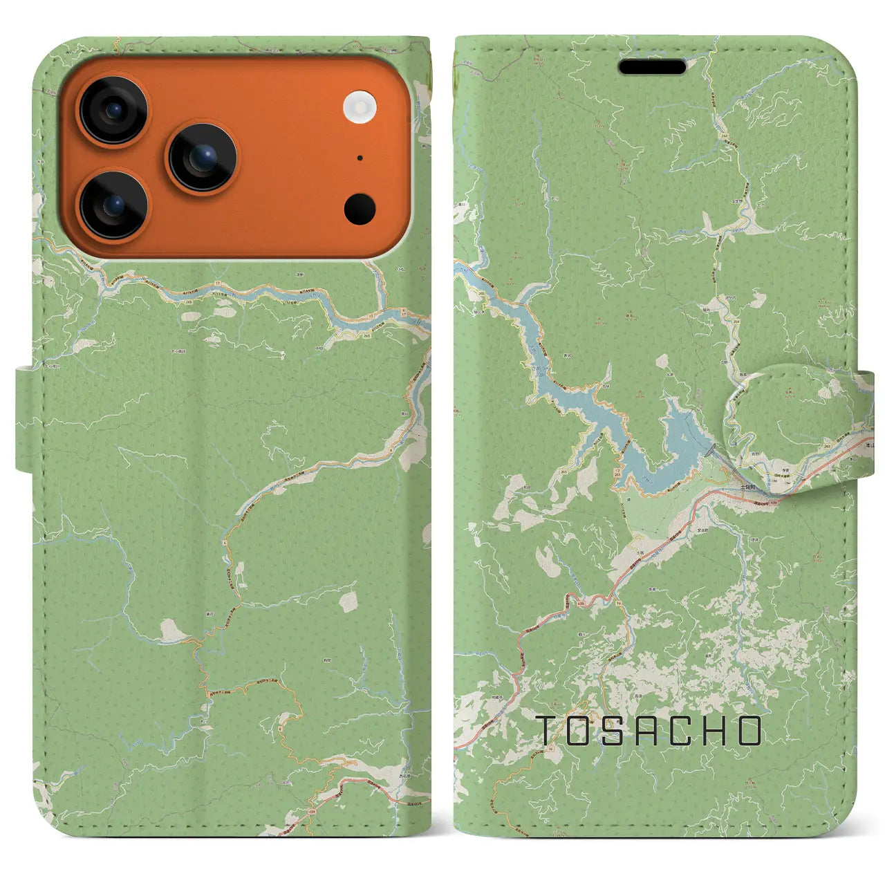 【土佐町(高知県)】地図柄iPhoneケース(手帳タイプ)ナチュラル・iPhone 17 Pro Max 用