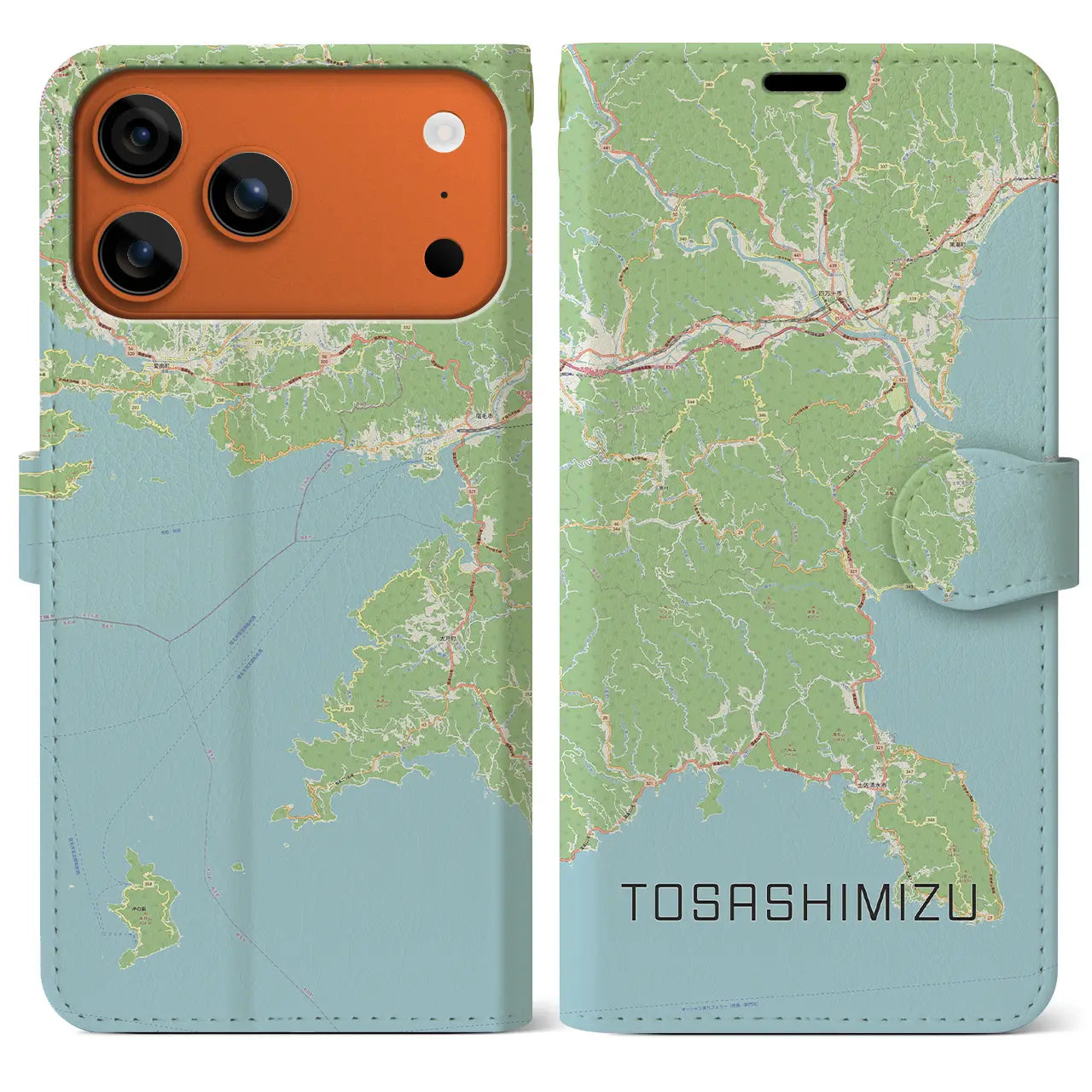【土佐清水(高知県)】地図柄iPhoneケース(手帳タイプ)