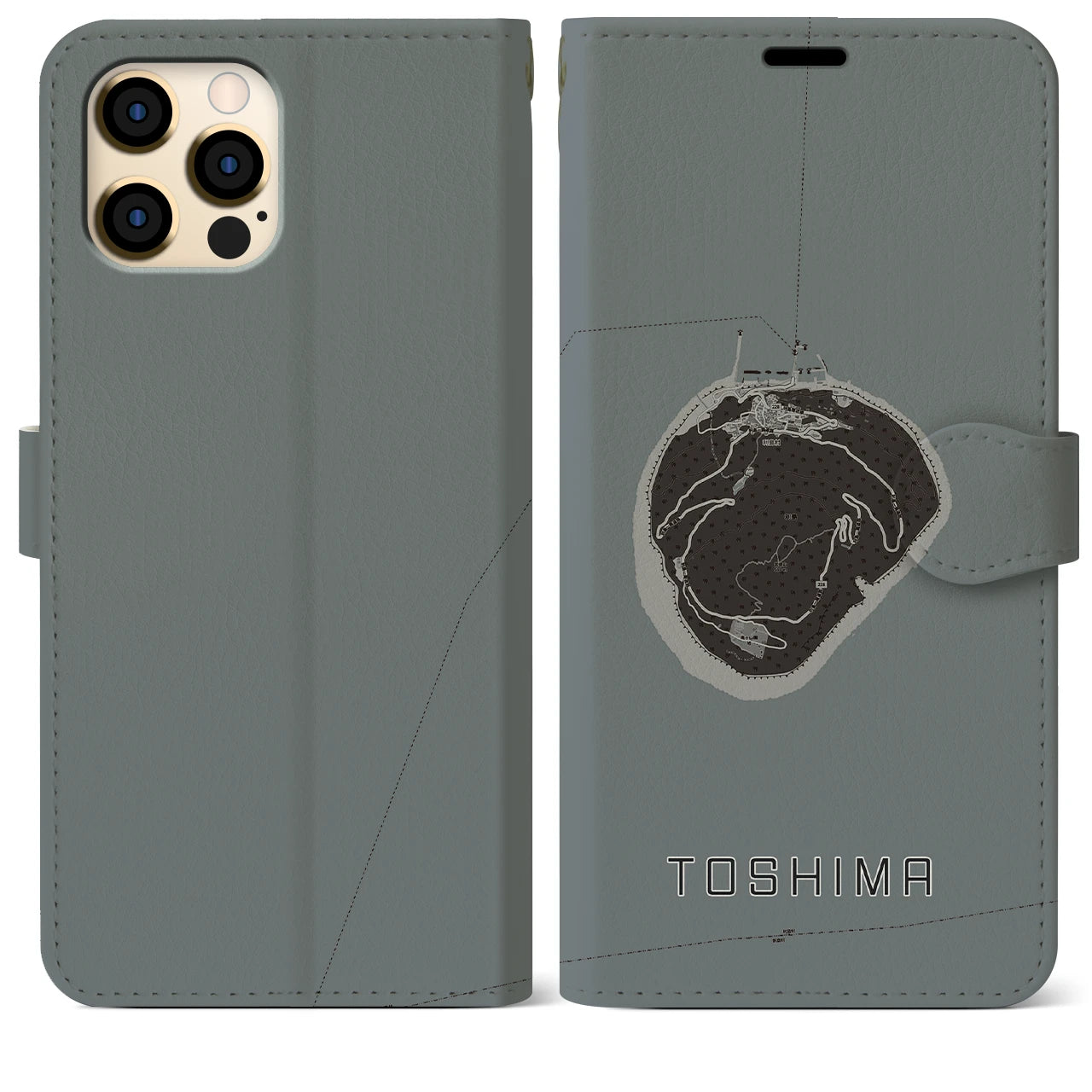 【利島(東京都)】地図柄iPhoneケース(手帳タイプ)