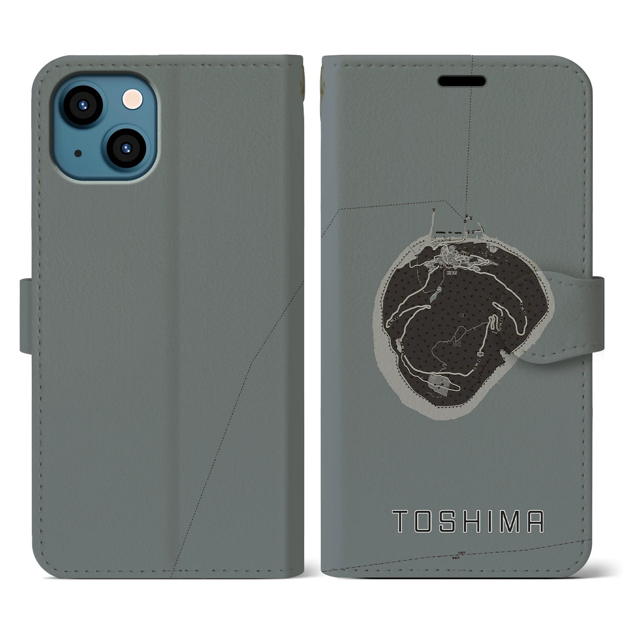 【利島(東京都)】地図柄iPhoneケース(手帳タイプ)