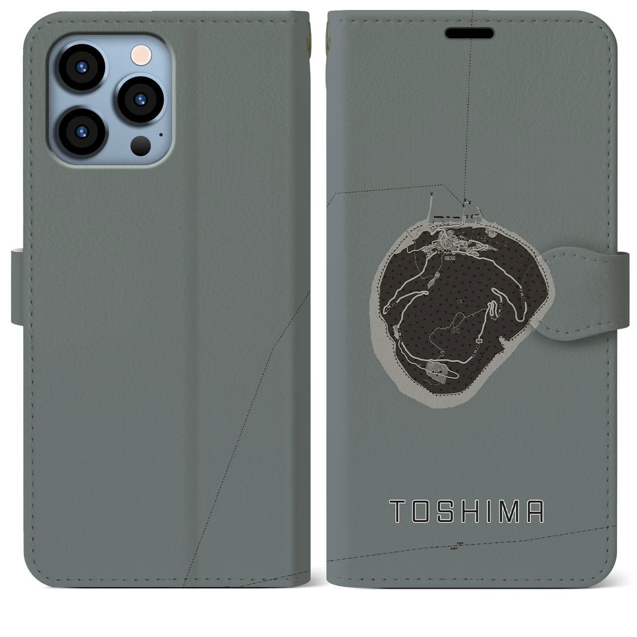 【利島(東京都)】地図柄iPhoneケース(手帳タイプ)