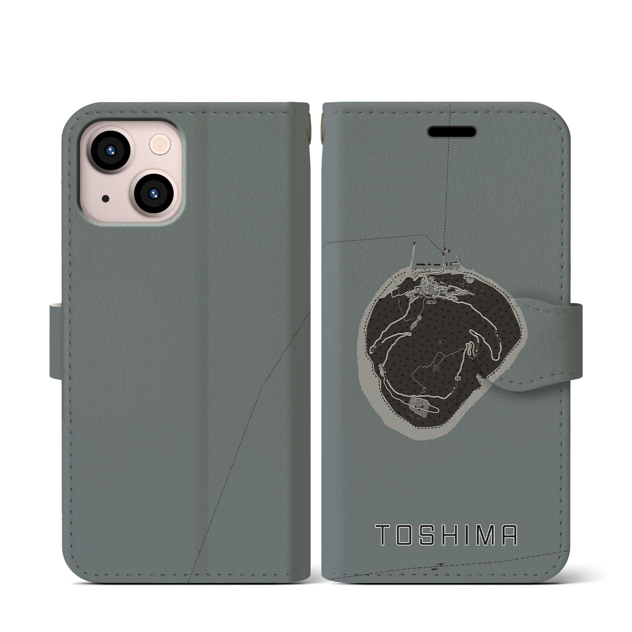 【利島(東京都)】地図柄iPhoneケース(手帳タイプ)