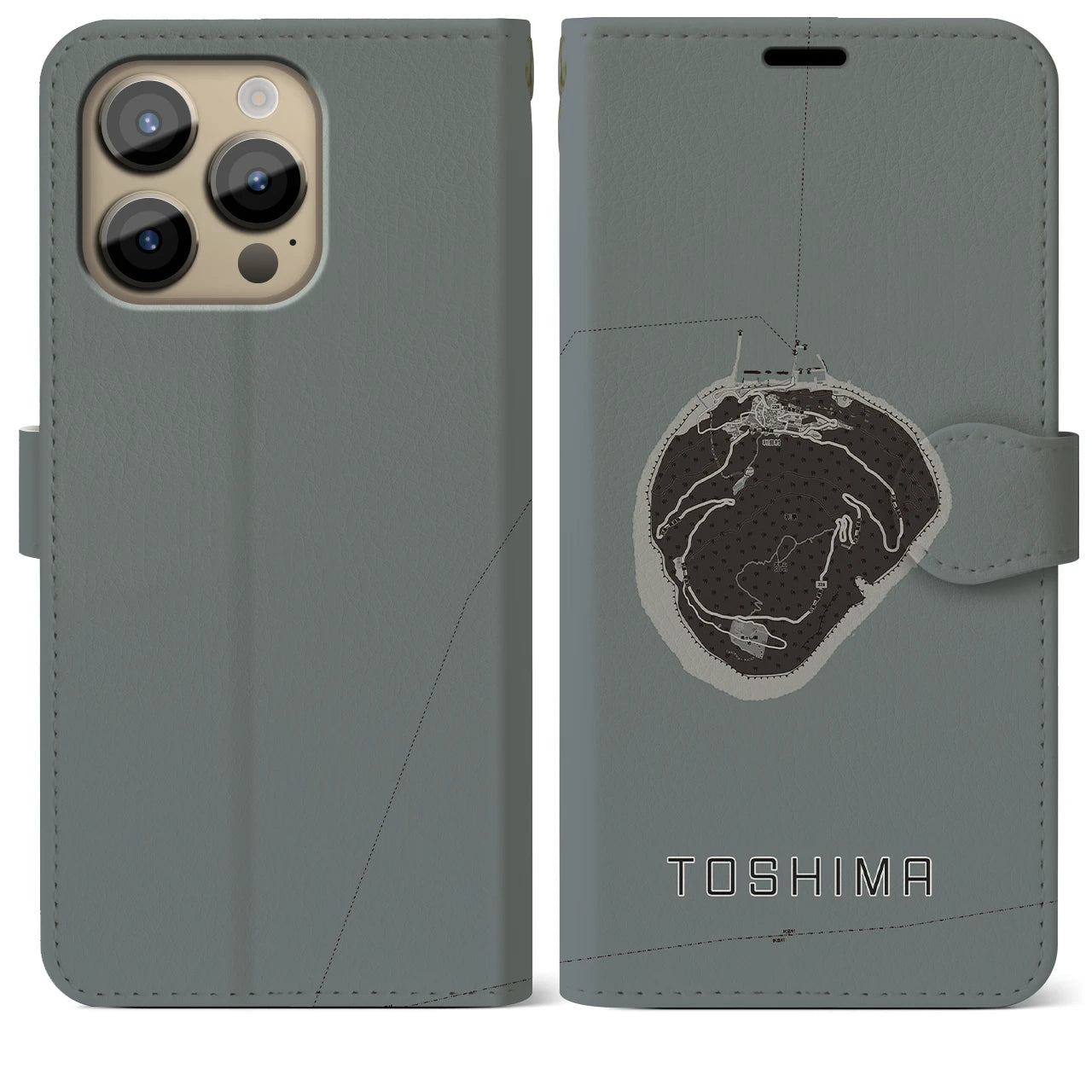 【利島(東京都)】地図柄iPhoneケース(手帳タイプ)