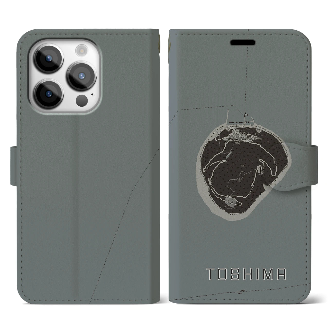 【利島(東京都)】地図柄iPhoneケース(手帳タイプ)