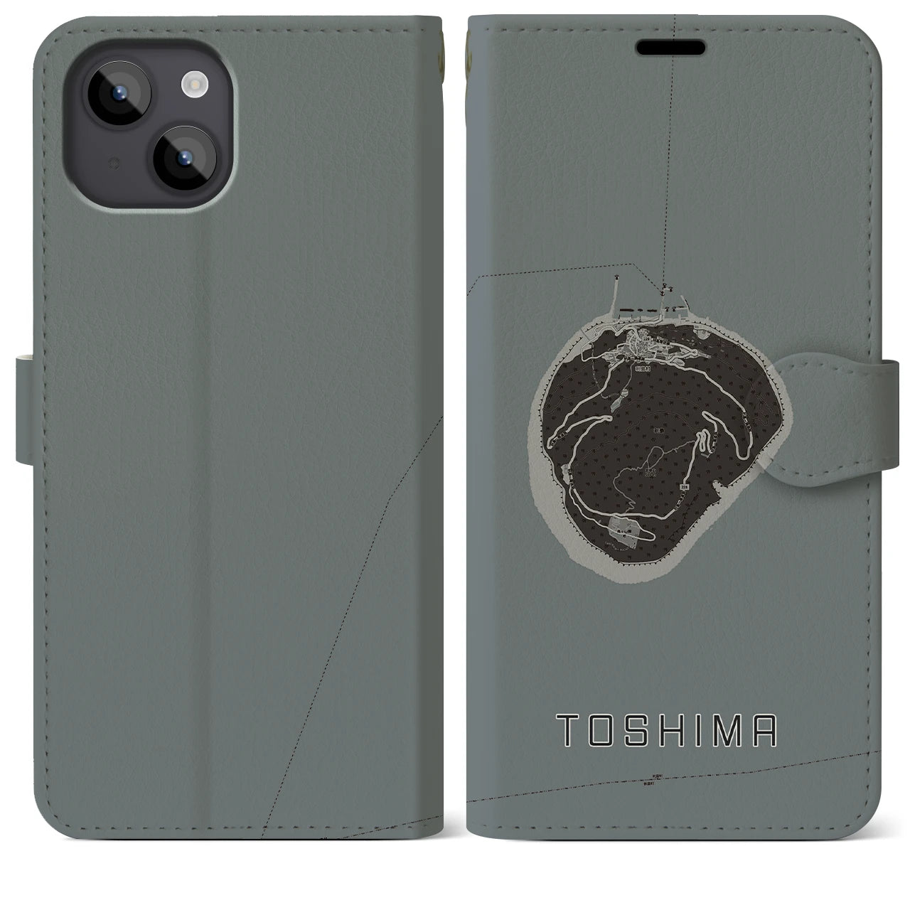 【利島(東京都)】地図柄iPhoneケース(手帳タイプ)