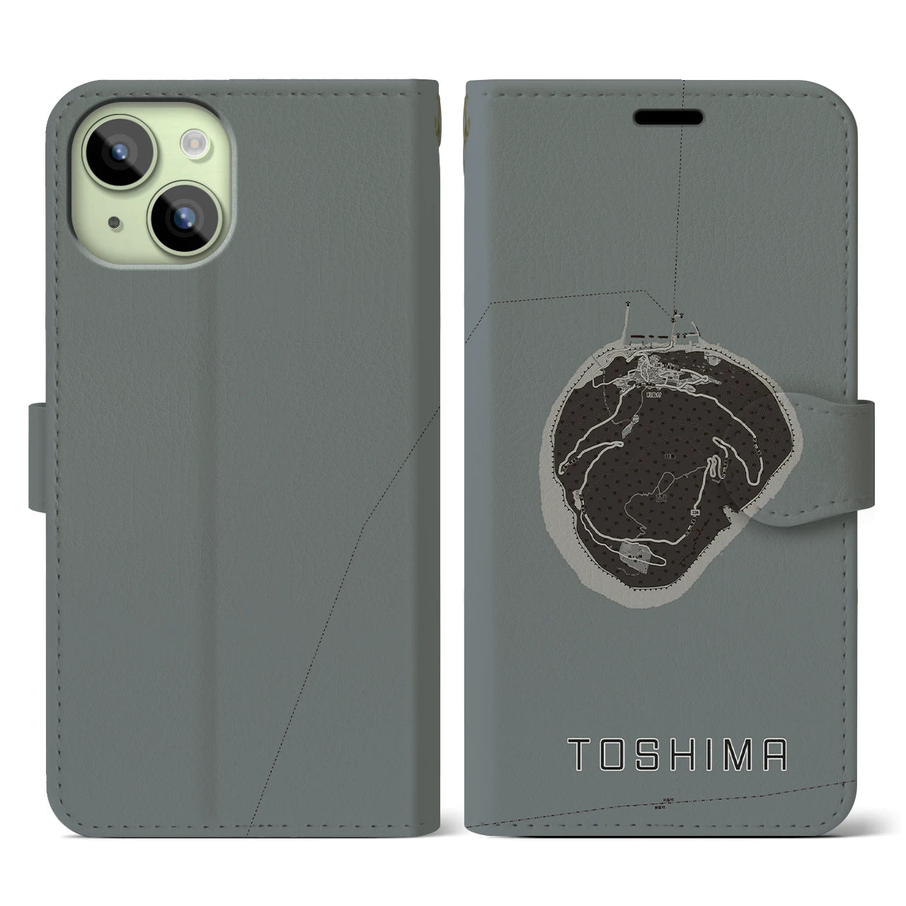 【利島(東京都)】地図柄iPhoneケース(手帳タイプ)