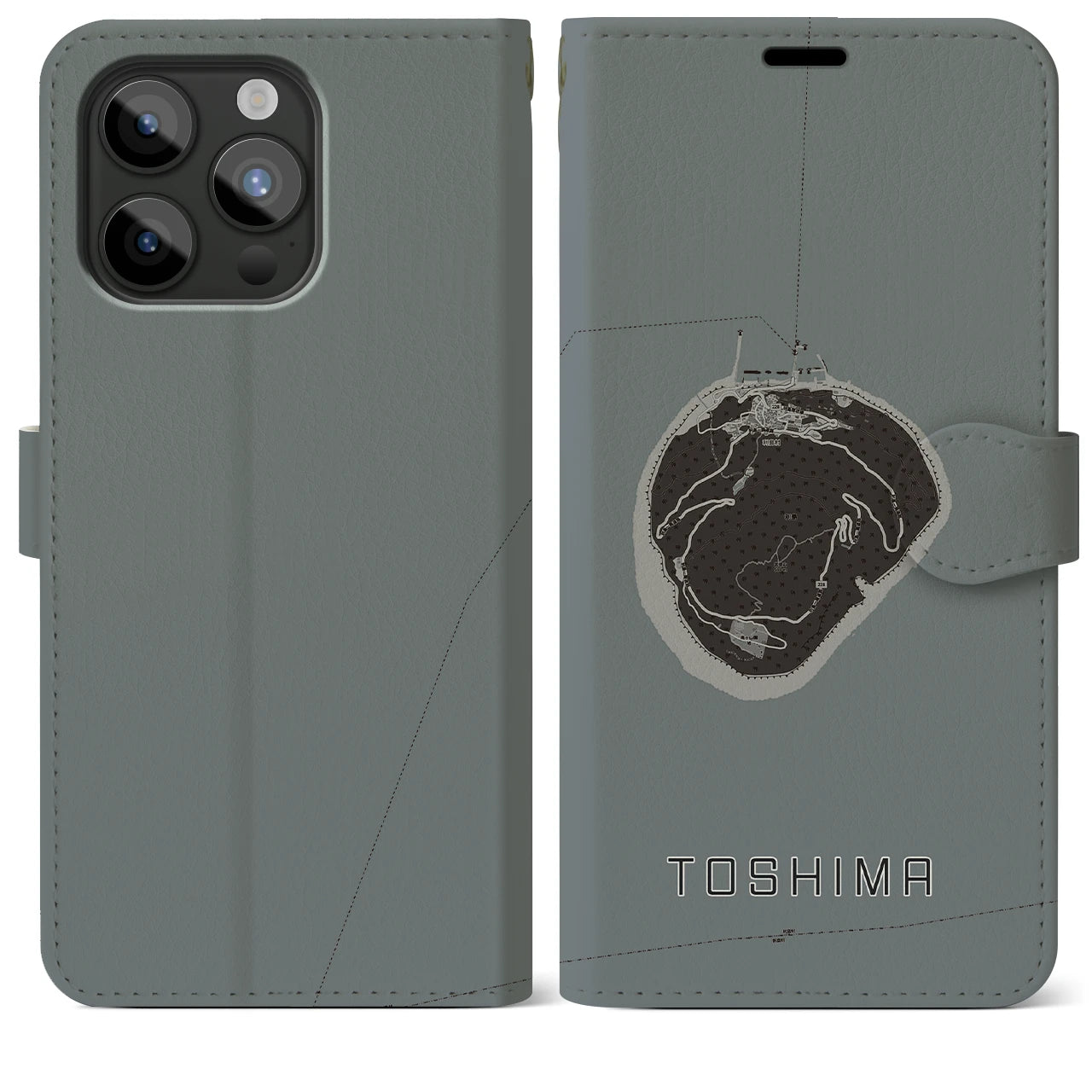 【利島(東京都)】地図柄iPhoneケース(手帳タイプ)