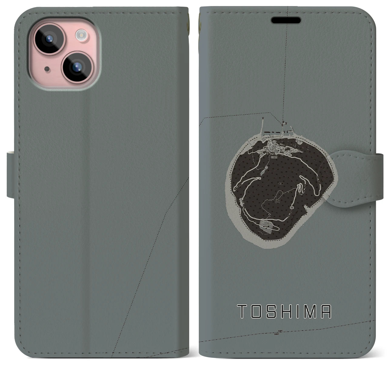 【利島(東京都)】地図柄iPhoneケース(手帳タイプ)