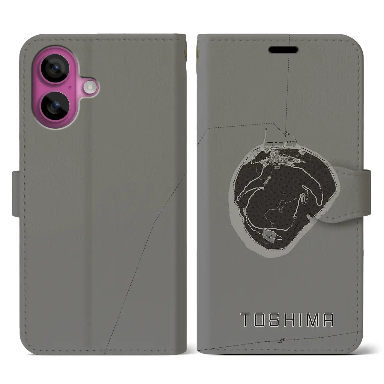 【利島(東京都)】地図柄iPhoneケース(手帳タイプ)