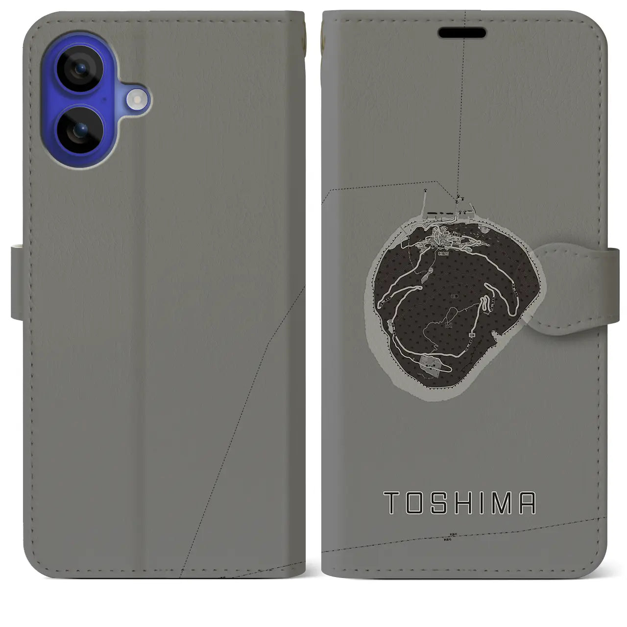 【利島(東京都)】地図柄iPhoneケース(手帳タイプ)