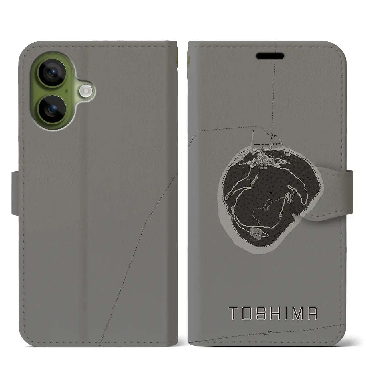 【利島(東京都)】地図柄iPhoneケース(手帳タイプ)