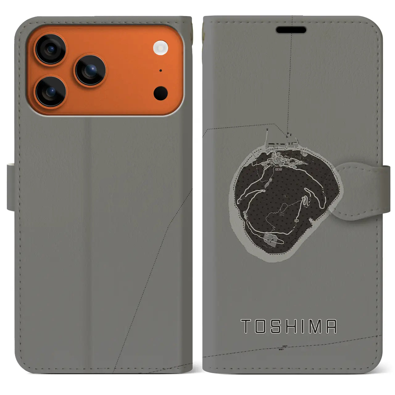 【利島(東京都)】地図柄iPhoneケース(手帳タイプ)