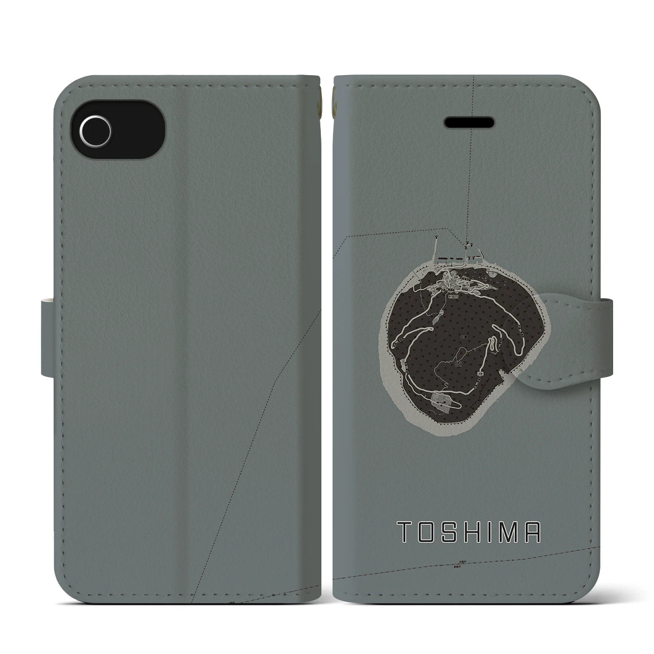 【利島(東京都)】地図柄iPhoneケース(手帳タイプ)