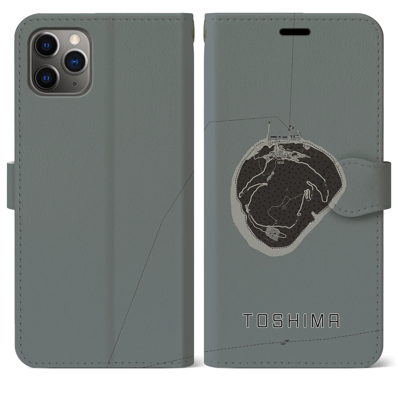 【利島(東京都)】地図柄iPhoneケース(手帳タイプ)