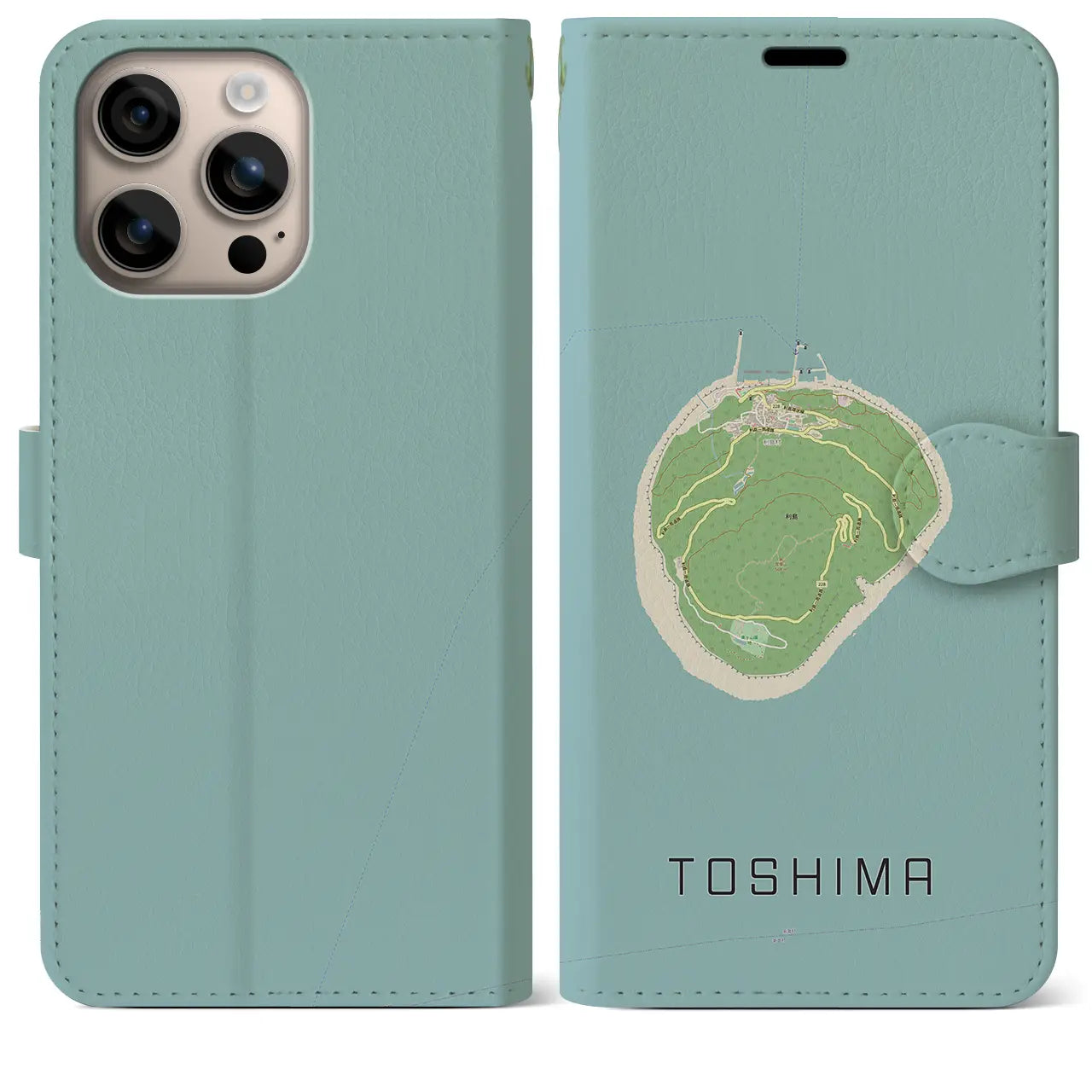 【利島(東京都)】地図柄iPhoneケース(手帳タイプ)ナチュラル・iPhone 16 Plus 用