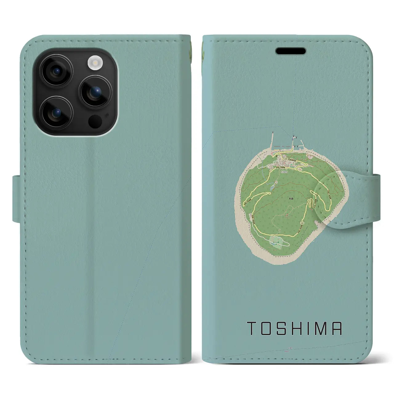 【利島(東京都)】地図柄iPhoneケース(手帳タイプ)ナチュラル・iPhone 16 用